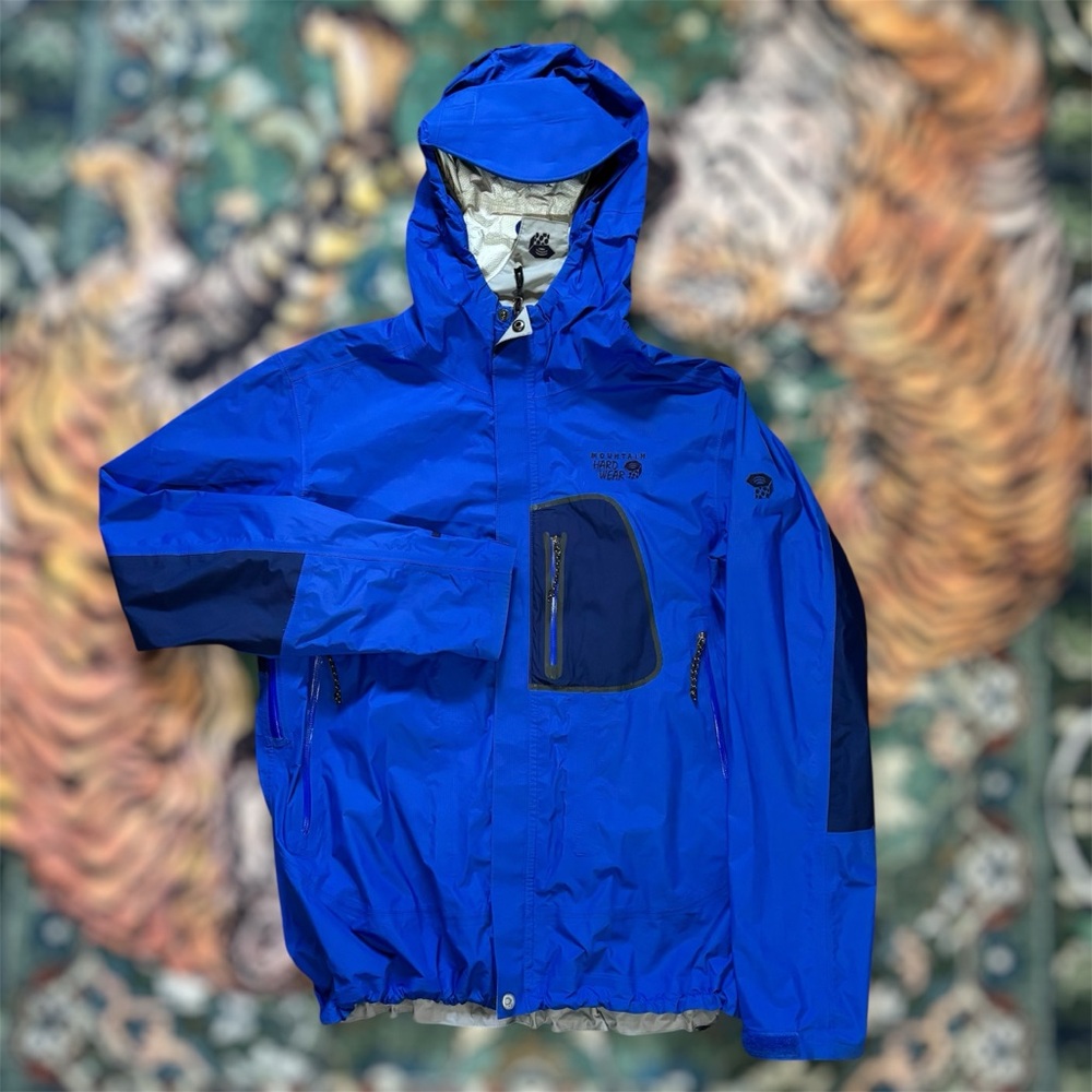 Mountain Hardwear Conduit DT Waterproof Hooded Jacket Soft Shell Coat Blue Large